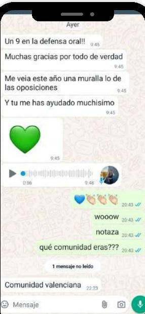 Mensaje de Anna (Comunidad Valenciana) con su nota: 9