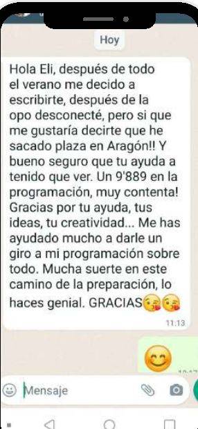 Mensaje de Laura (Aragón) con su nota: 9,889 sacó plaza