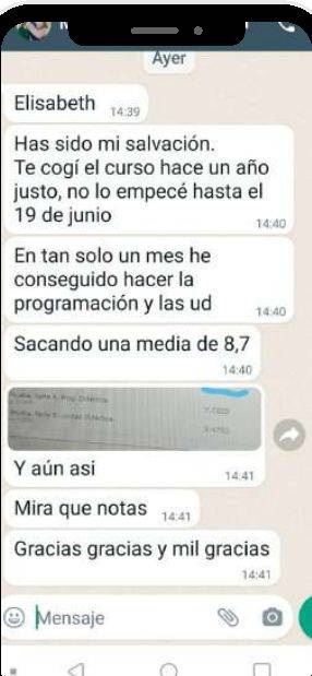 Mensaje de María (Aragón) con su nota: 8,7