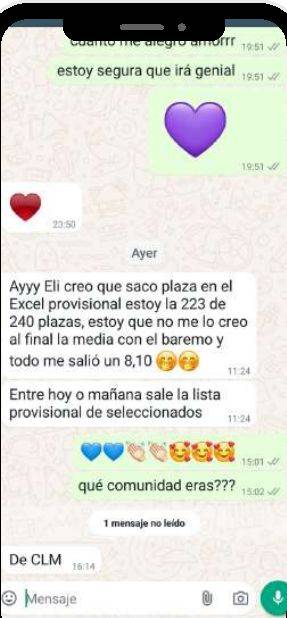 Mensaje de Lorena (Castilla-La Mancha) con su nota: 8,10