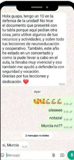 Mensaje de Alba María (Murcia) con su nota: 10