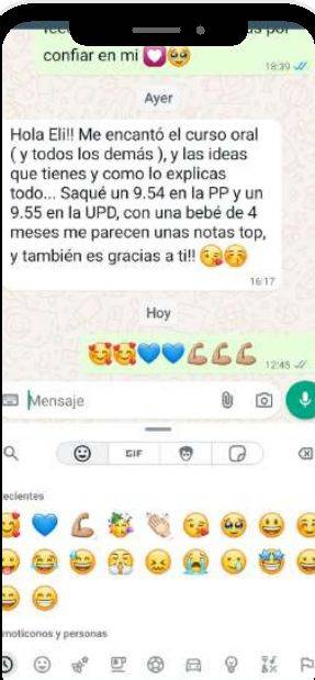 Mensaje de María José (Madrid) con su nota: 9,54 y 9,55