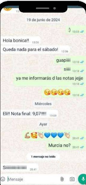 Mensaje de Vanessa (Murcia) con su nota: 9,07
