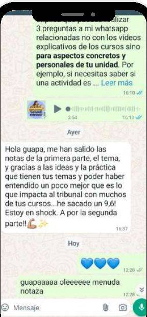 Mensaje de María (Aragón) con su nota: 9,6