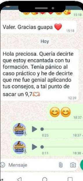Mensaje de Isabel (Cataluña) con su nota: 9,7