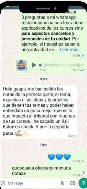 Mensaje de María (Canarias) con su nota: 9,6