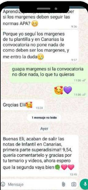 Mensaje de Raisa (Canarias) con su nota: 9,54