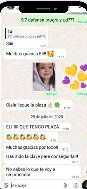 Mensaje de Sandra (Castilla y León) con su nota: 9,7 y sacó plaza