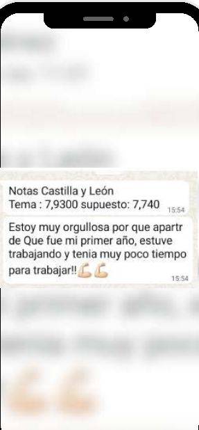 Mensaje de Celia (Castilla y León) con su nota: 7,7 y 7,93
