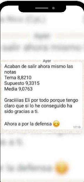 Mensaje de Patricia (Castilla y León) con su nota: 9,0763