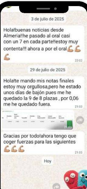 Mensaje de Mariló (Andalucía) con su nota: 9,22 y 7
