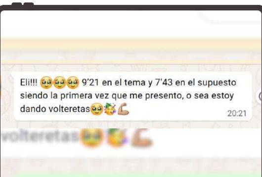 Mensaje de Michelle (Castilla-La Mancha) con su nota: 7,43 supuesto y 9,21 tema