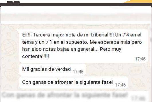 Mensaje de Andrea (Aragón) con su nota: 7,1 supuesto y 7,4 tema