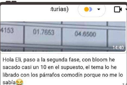 Mensaje de Sara (Asturias) con su nota: 9,3 supuesto