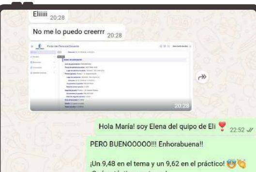 Mensaje de María (Castilla-La Mancha) con su nota: 9,62 supuesto y 9,48 tema