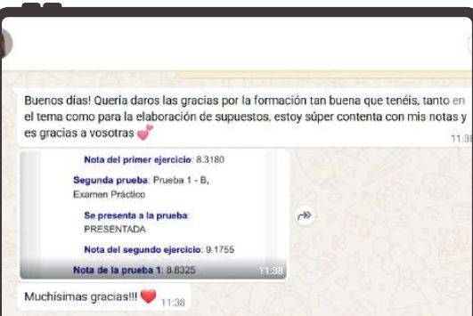 Mensaje de María (Castilla-La Mancha) con su nota: 9,1755 supuesto y 8,318 tema