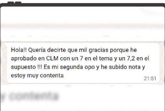 Mensaje de Raquel (Castilla-La Mancha) con su nota: 7,2 supuesto y 7 tema