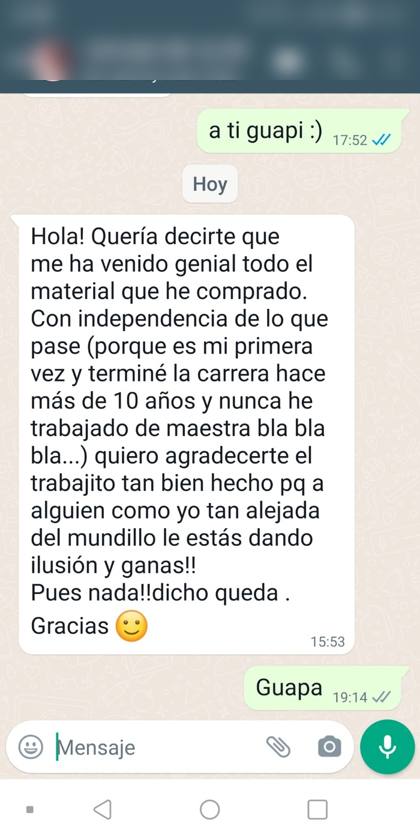 Mensaje real de una alumna sobre la formación