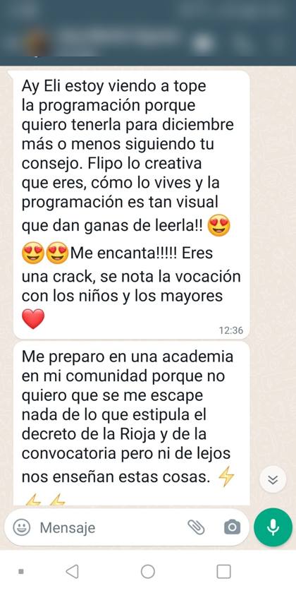 Mensaje real de una alumna sobre la formación