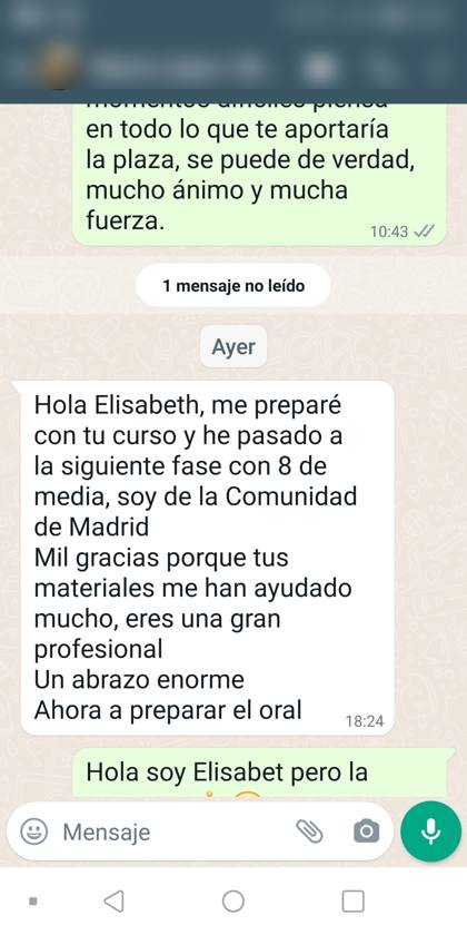 Mensaje real de una alumna sobre la formación
