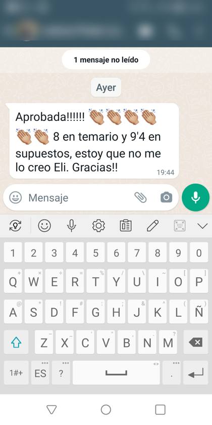 Mensaje real de una alumna sobre la formación