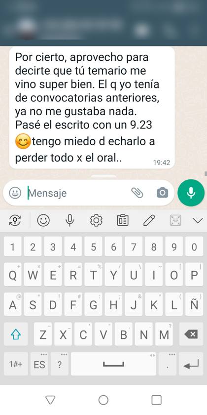 Mensaje real de una alumna sobre la formación