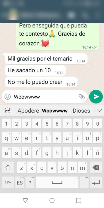 Mensaje real de una alumna sobre la formación