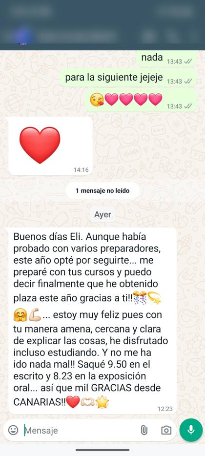 Mensaje real de una alumna sobre la formación